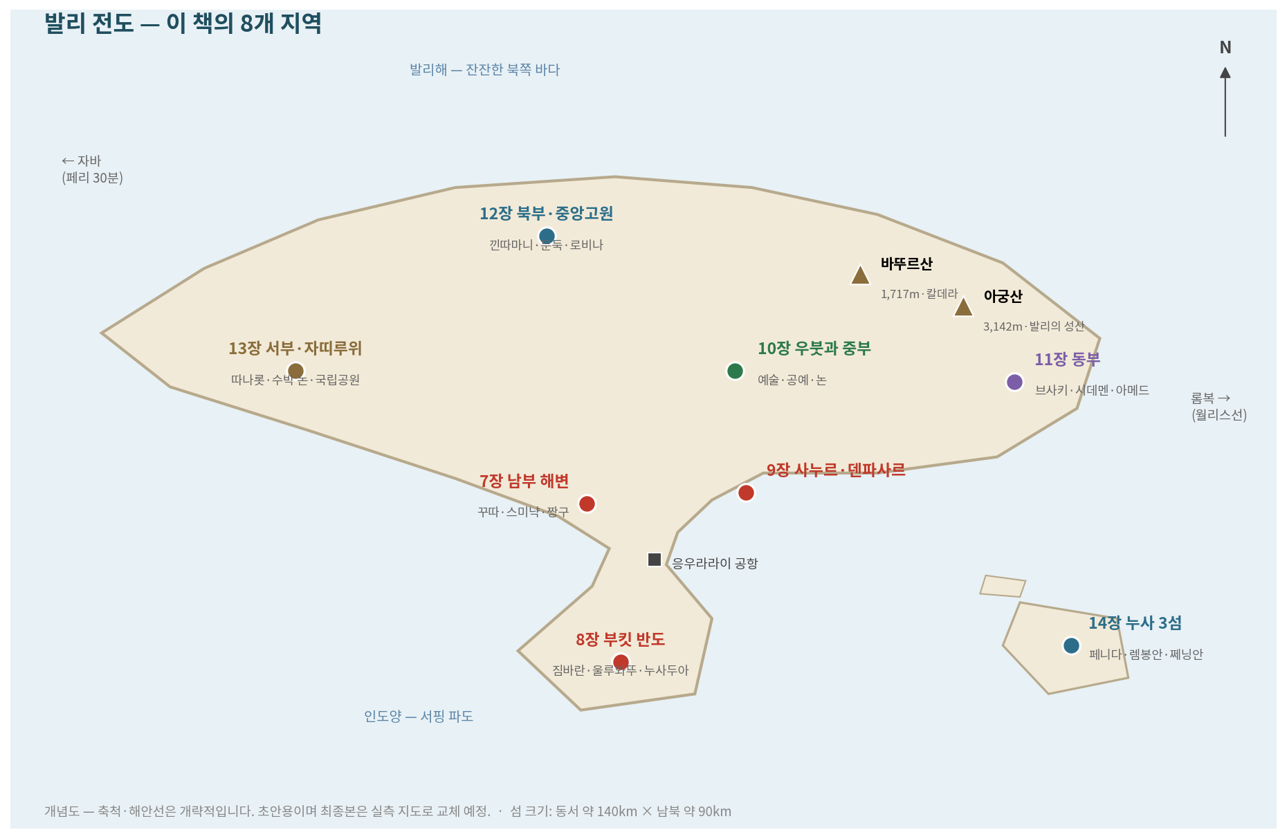 발리 전도 개념도 (초안용 — 최종본은 실측 지도로 교체)